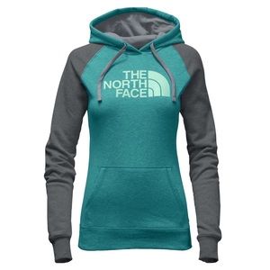 Women’s The North Face Half Dome Pullover Hoodie Sweathirt Blue and Gray